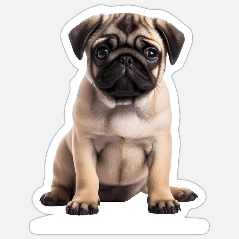 Pug - Sticker size S (10 x 10 cm) - white matte