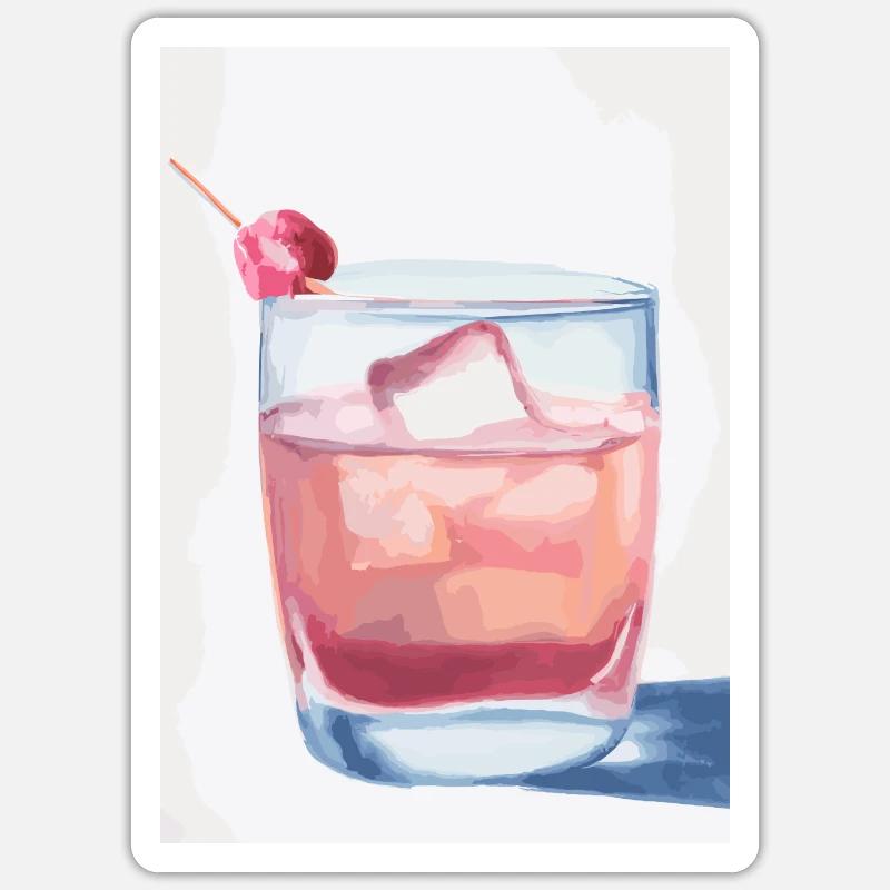 Cocktail mit Kirsche - Sticker Größe S (10 x 10 cm) - Mattweiß