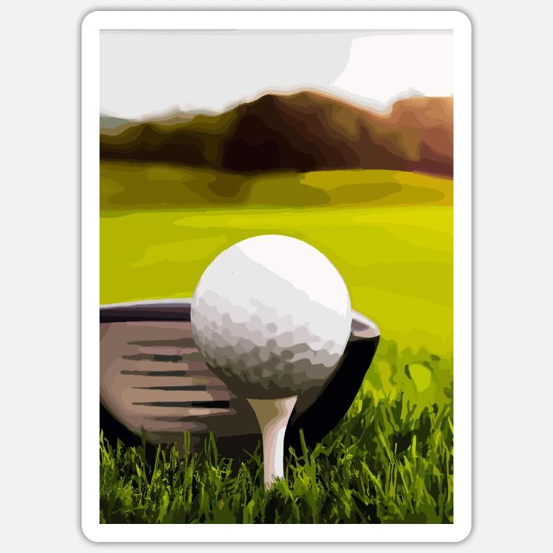 Golfball Abschlag - Sticker Größe S (10 x 10 cm) - Mattweiß