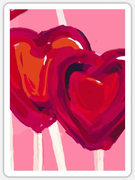 Herz-Lollipop - Sticker Größe S (10 x 10 cm) - Mattweiß