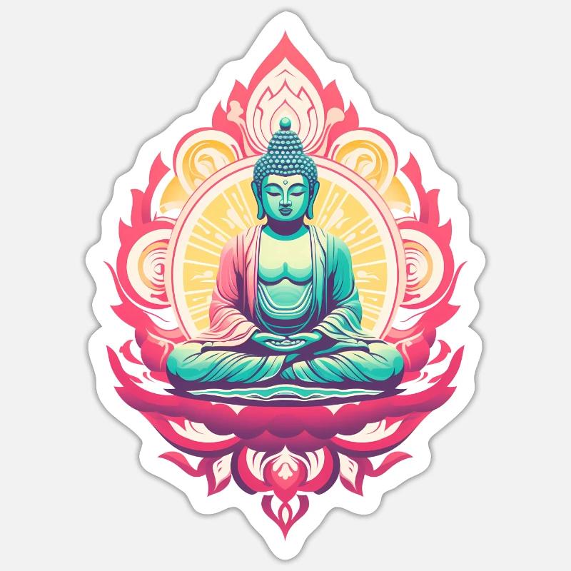 Statue de Bouddha - Sticker taille S (10 x 10 cm) - blanc mat