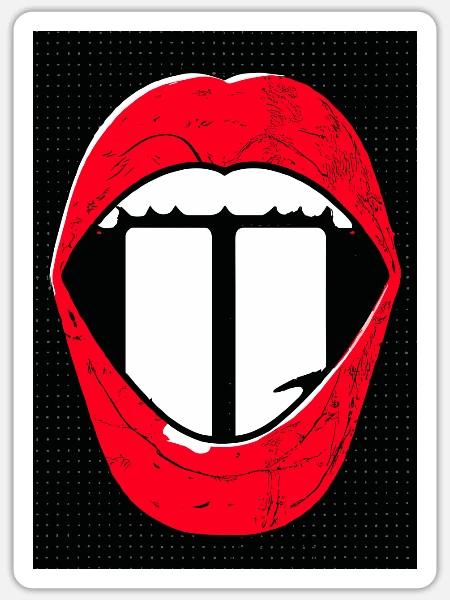 Rote Lippen Weiße Zähne - Sticker Größe S (10 x 10 cm) - Mattweiß