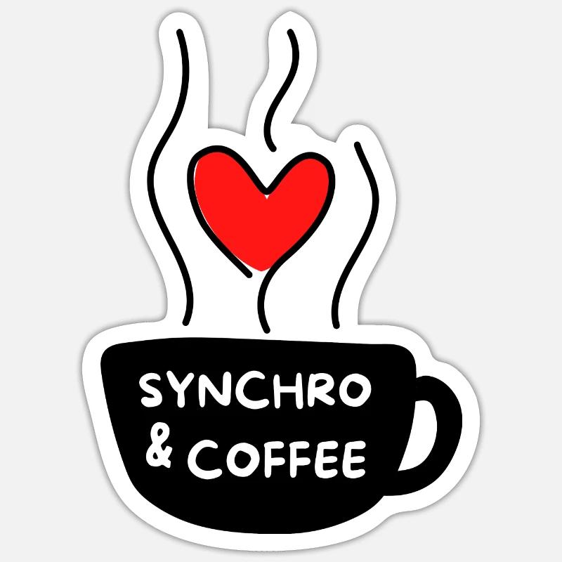 Synchro & Kaffee - Sticker Größe S (10 x 10 cm) - Mattweiß