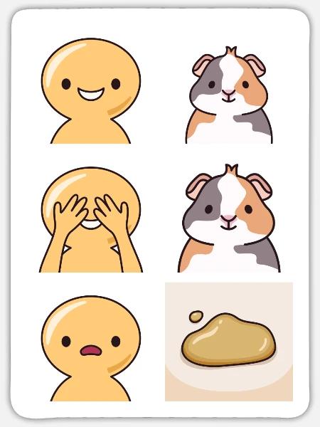 Guinea Pig Pee Design für Meerschweinchenhalter - Sticker Größe S (10 x 10 cm) - Mattweiß