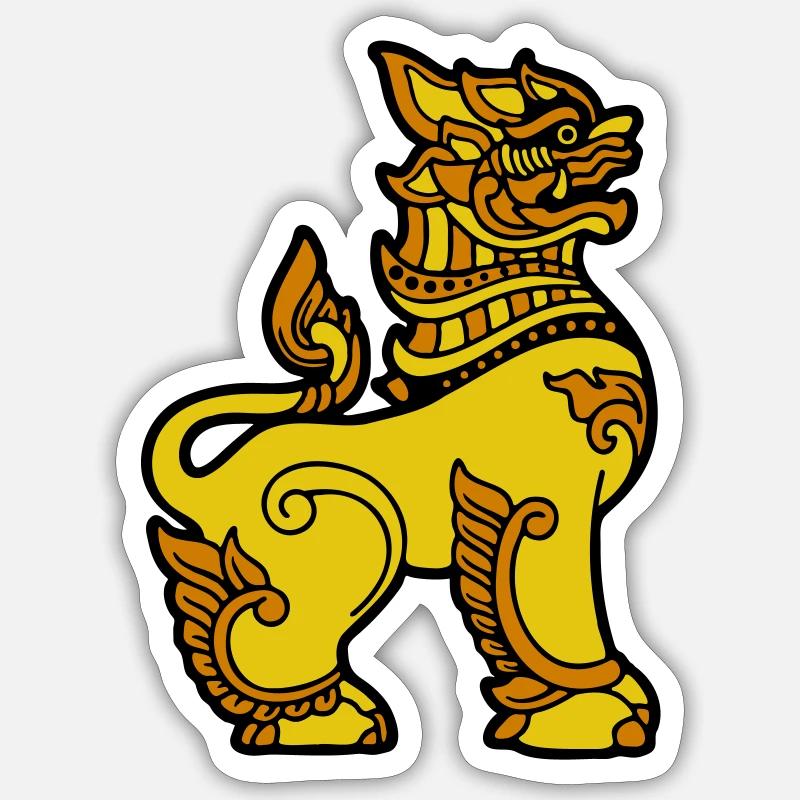 Chinthe, Myanmar, Myanmar - Sticker Größe S (10 x 10 cm) - Mattweiß