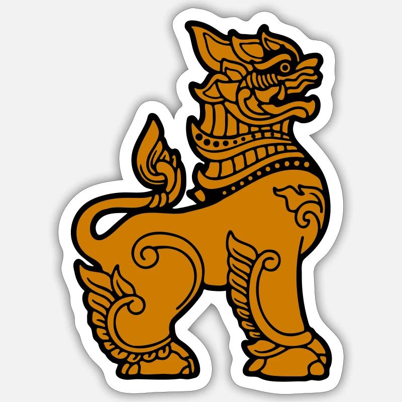 Chinthe, Myanmar, Myanmar - Sticker Größe S (10 x 10 cm) - Mattweiß