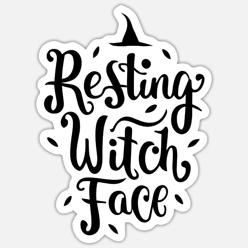 Ruhendes Hexengesicht - Sticker Größe S (10 x 10 cm) - Mattweiß