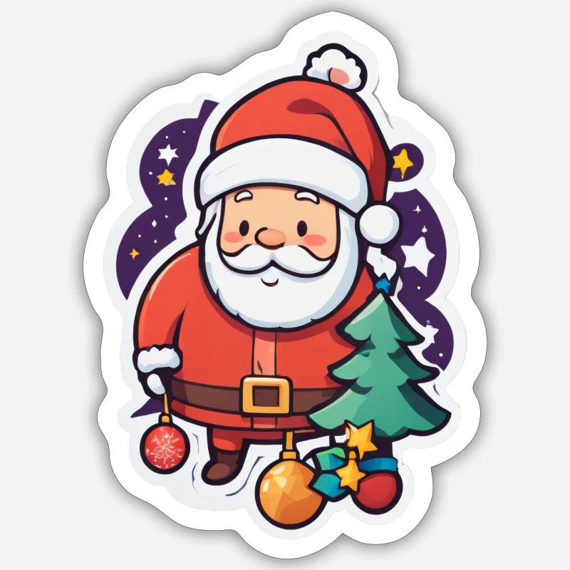Weihnachtsmann - Sticker Größe S (10 x 10 cm) - Mattweiß