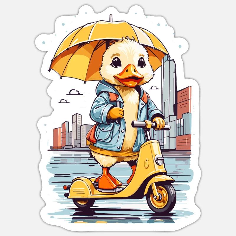 Duck with Roller - Sticker size S (10 x 10 cm) - white matte