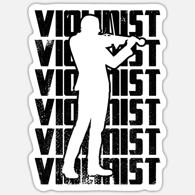 Violoniste - Sticker taille S (10 x 10 cm) - blanc mat