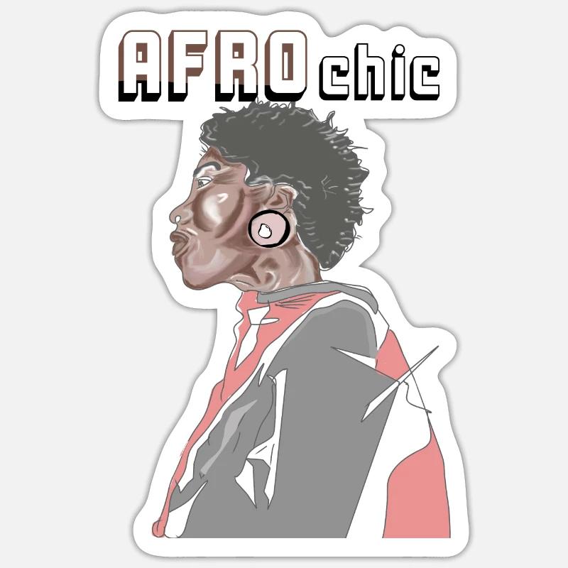 Afro-Chic - Sticker Größe S (10 x 10 cm) - Mattweiß