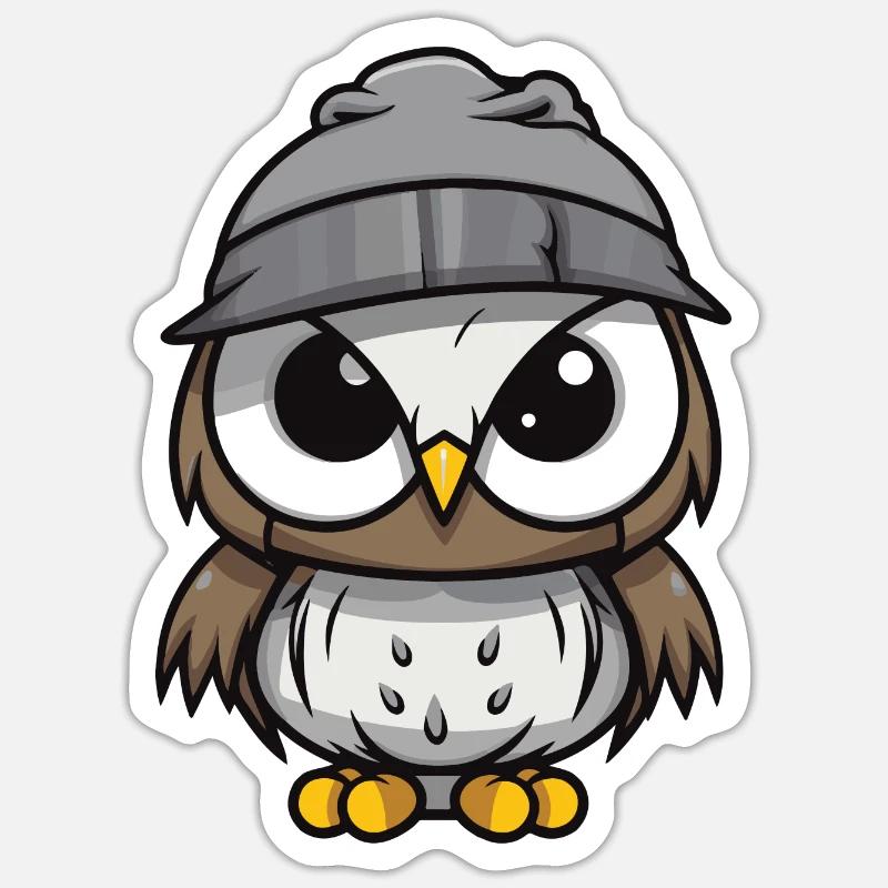 Eule Winter Comic Sticker Größe S (10 x 10 cm)