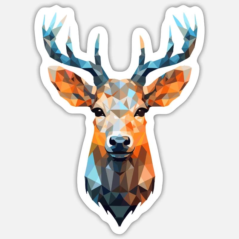 Hirsch Reh Polygon Rehe Hirsche - Sticker Größe S (10 x 10 cm) - Mattweiß