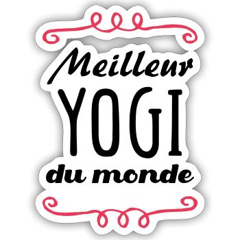 Meilleur Yogi du monde / Yoga - Sticker taille S (10 x 10 cm) - blanc mat - Devant