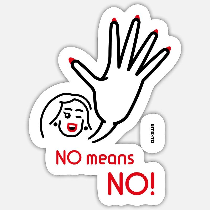 No Means No! (Friendly / 2C) - Sticker taille S (10 x 10 cm) - blanc mat