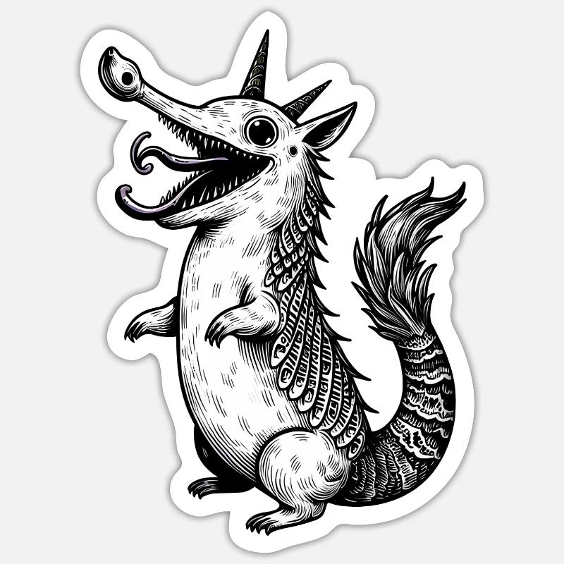 Horned dolphin armadillo - Sticker size S (10 x 10 cm) - white matte