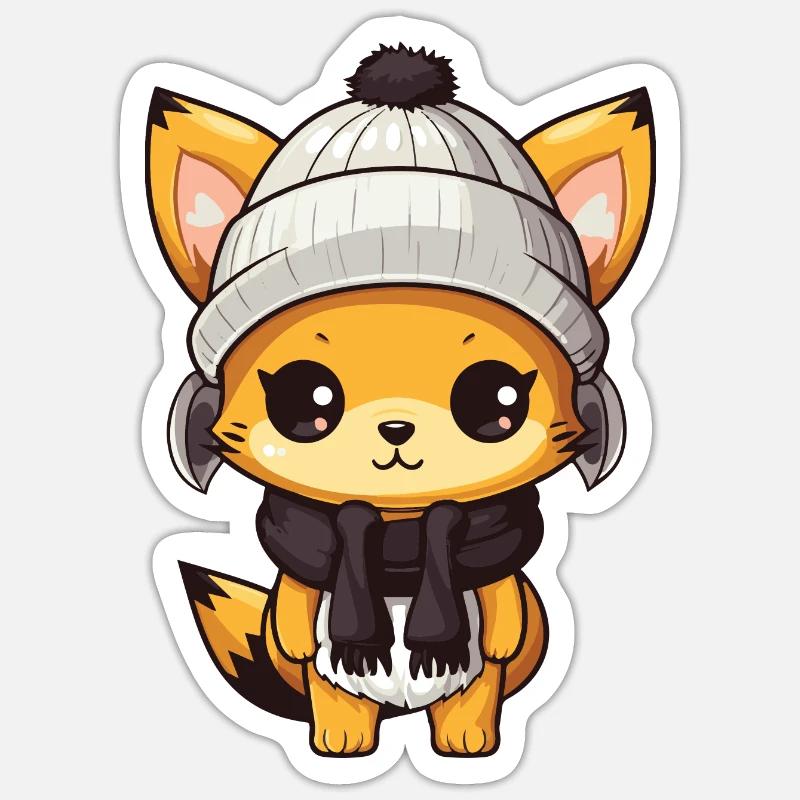 Fox Winter Comic - Sticker size S (10 x 10 cm) - white matte