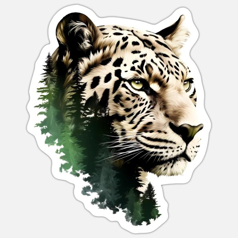Leopard - Sticker Größe S (10 x 10 cm) - Mattweiß