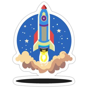Retro Rocket – Space Adventure - Sticker Größe S (10 x 10 cm) - Mattweiß - Vorne