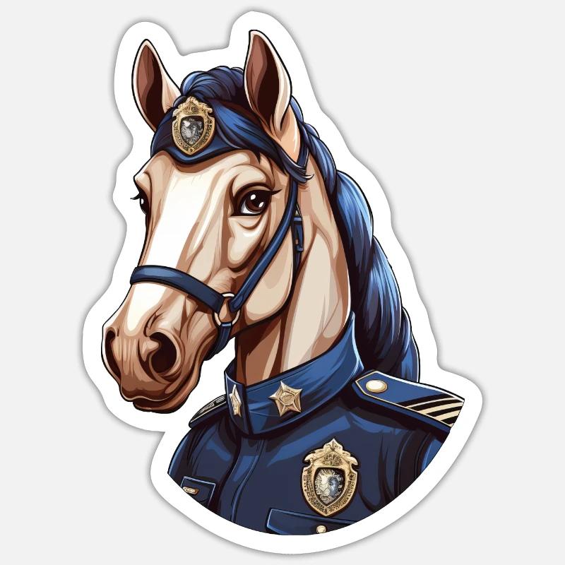 Polizei Pferd - Sticker Größe S (10 x 10 cm) - Mattweiß