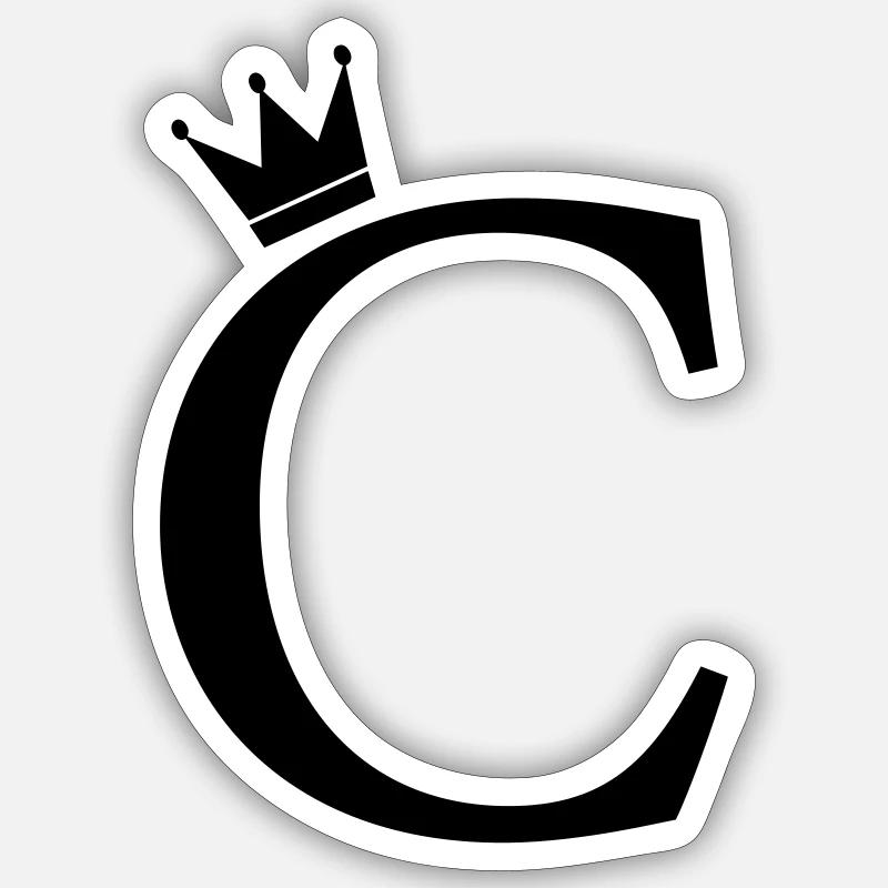 Couronne monogramme C - Sticker taille S (10 x 10 cm) - blanc mat
