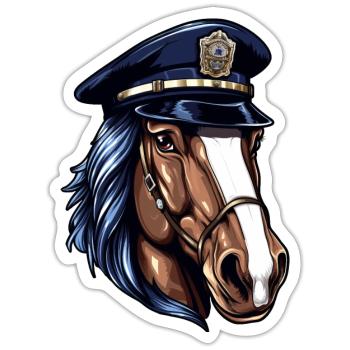 Pferde Polizist - Sticker Größe S (10 x 10 cm) - Mattweiß - Vorne