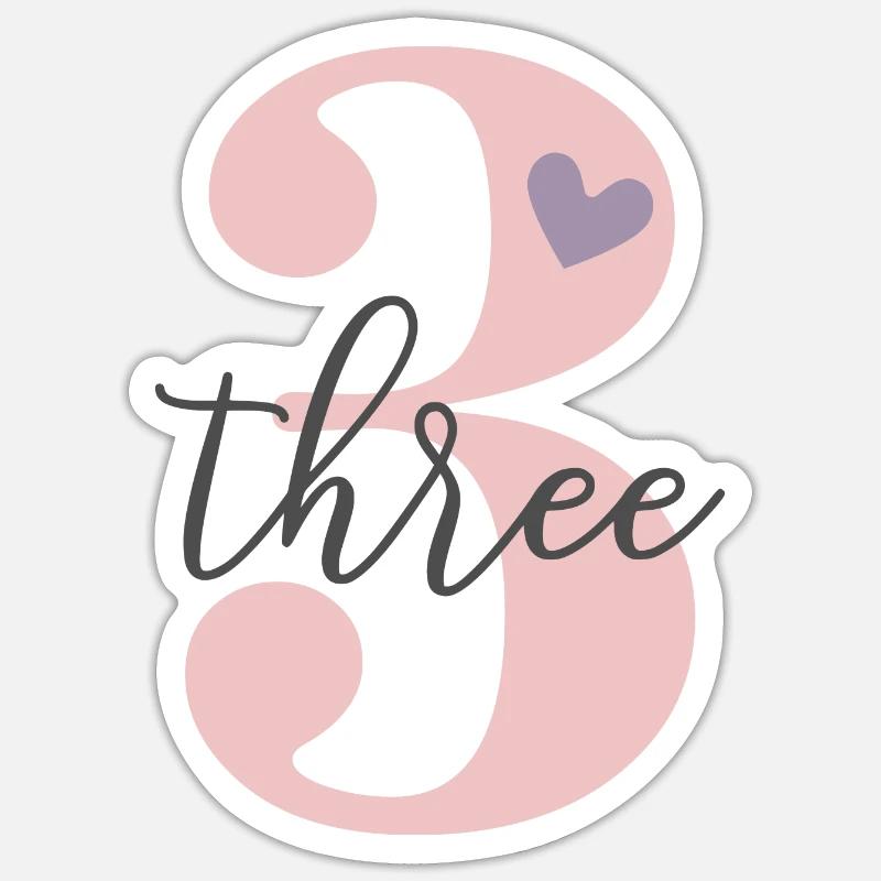 3rd Birthday Three Three Sticker size S (10 x 10 cm)