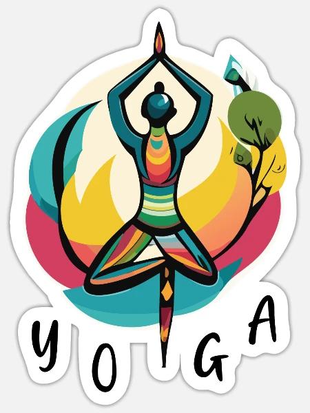 Schamanisches Yoga - Zen - Sticker Größe S (10 x 10 cm) - Mattweiß