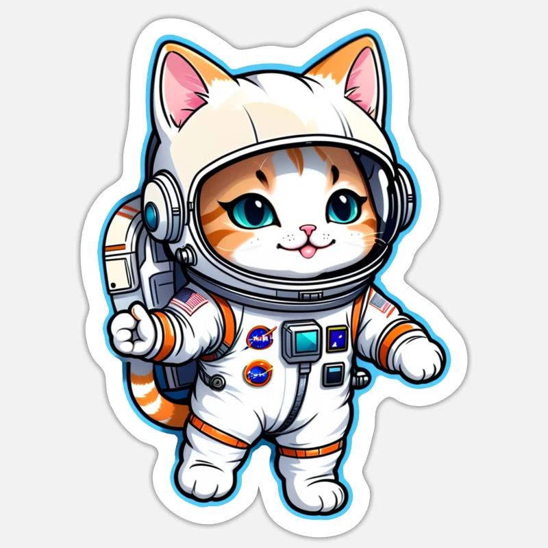 Astronaut Cat - Space - Sticker size S (10 x 10 cm) - white matte