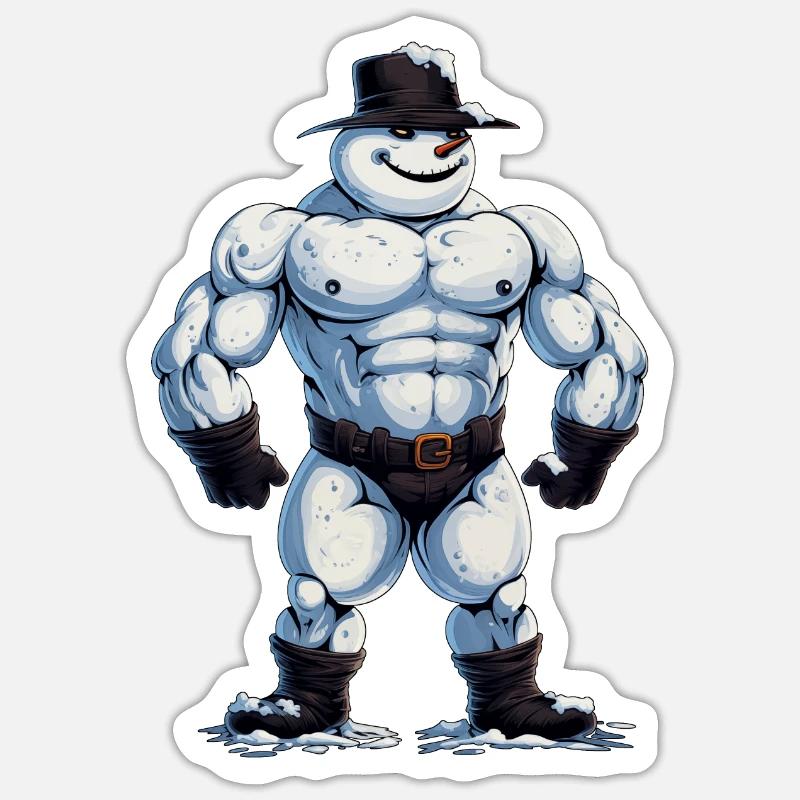 ok… Ein Bodybuilder Schneemann… - Sticker Größe S (10 x 10 cm) - Mattweiß