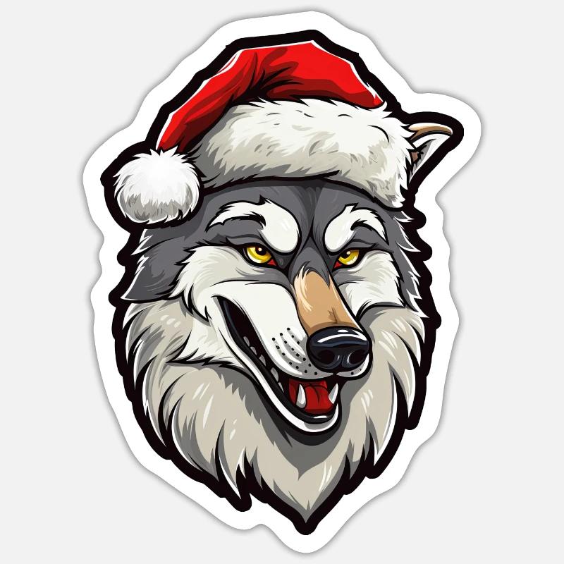 Wolf Christmas - Sticker size S (10 x 10 cm) - white matte