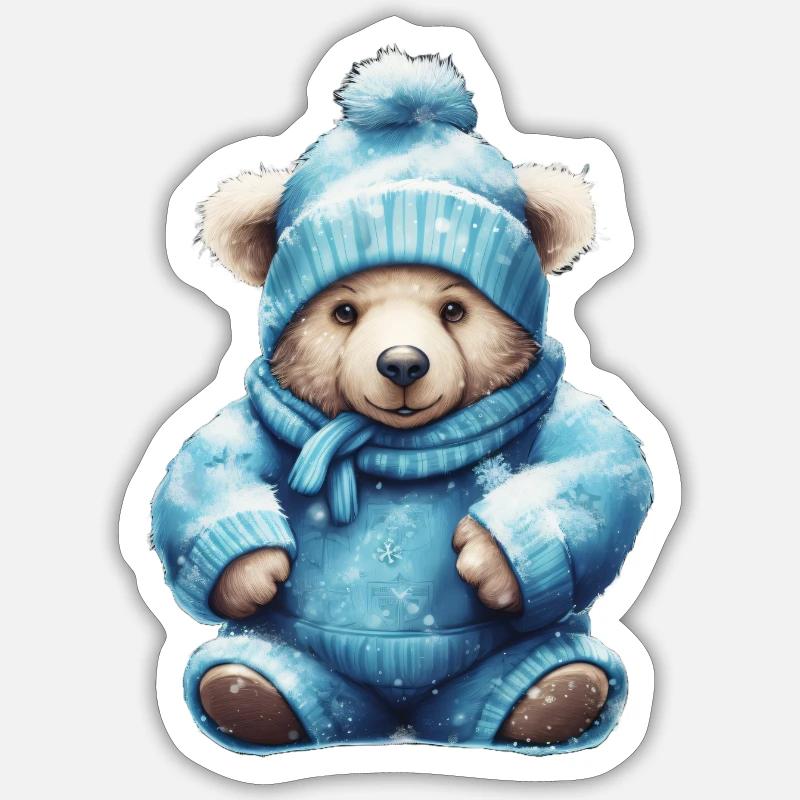 blue teddy 2 - Sticker Größe S (10 x 10 cm) - Mattweiß