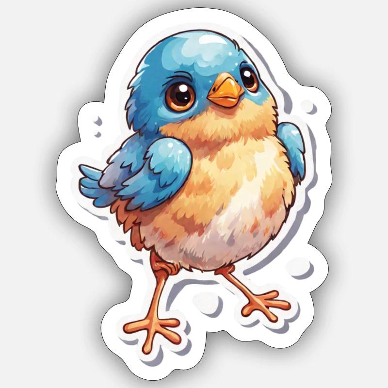 Oiseau mignon - Sticker taille S (10 x 10 cm) - blanc mat