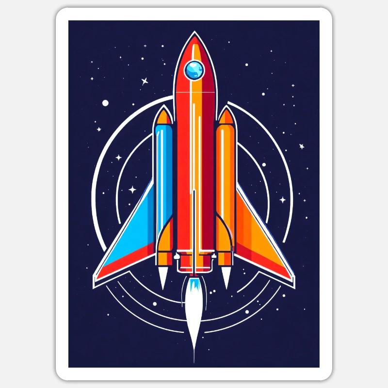 Fusée conquête spatiale - Sticker taille S (10 x 10 cm) - blanc mat