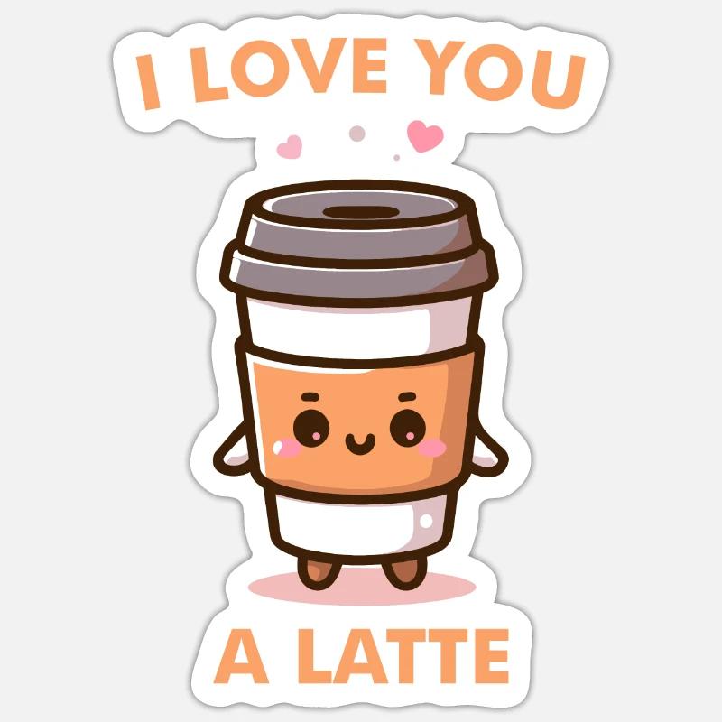 Ich liebe dich Einen Milchkaffee Sticker Größe S (10 x 10 cm)