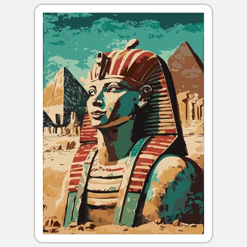 Pharao vor Pyramiden Sticker Größe S (10 x 10 cm)