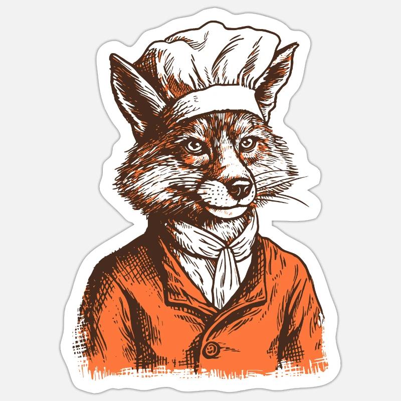 The Fox Chef Sticker size S (10 x 10 cm)