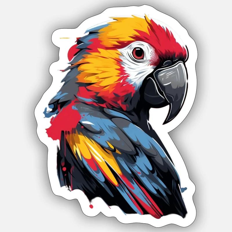 Graffiti Parrot - Sticker size S (10 x 10 cm) - white matte