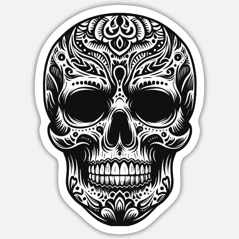 Black White Skull Pattern Sticker size S (10 x 10 cm)