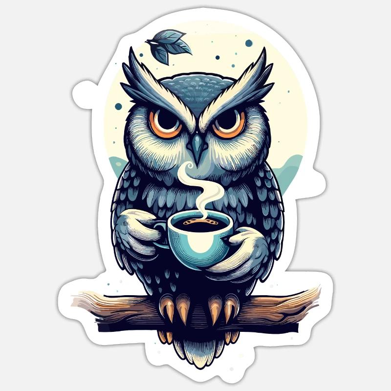 Nachtwächter-Eule Sticker Größe S (10 x 10 cm)