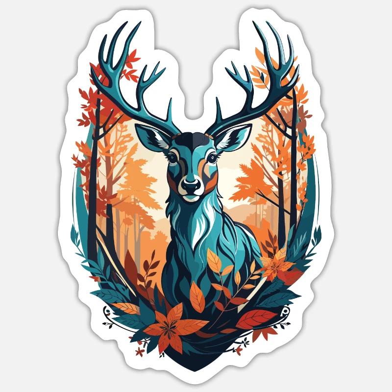 Cerf - Sticker taille S (10 x 10 cm) - blanc mat