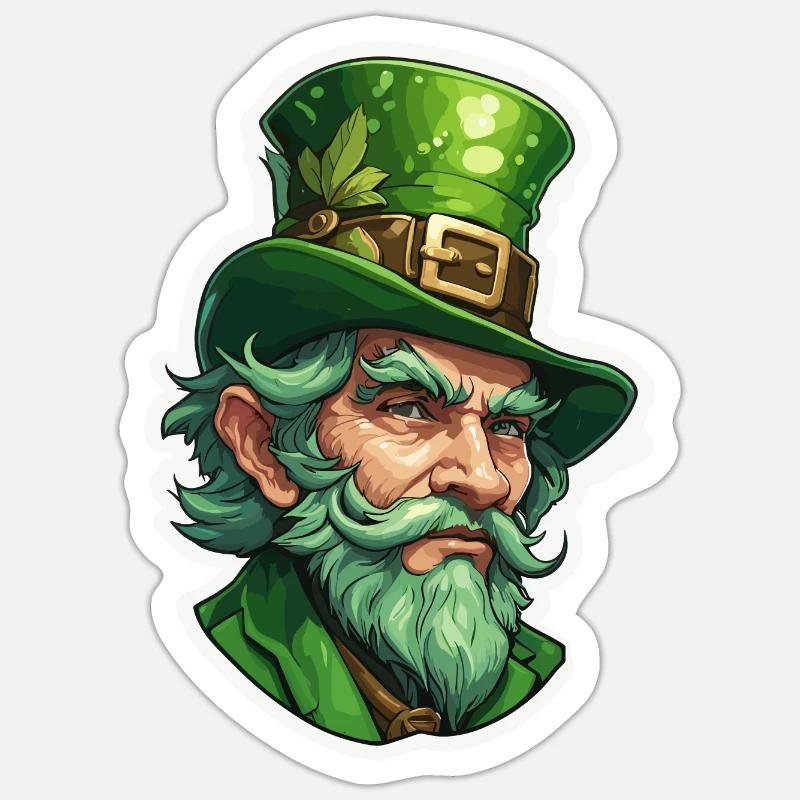 Leprechaun / Leprechaun / Vert / Gingembre / Irlande Sticker taille S (10 x 10 cm)