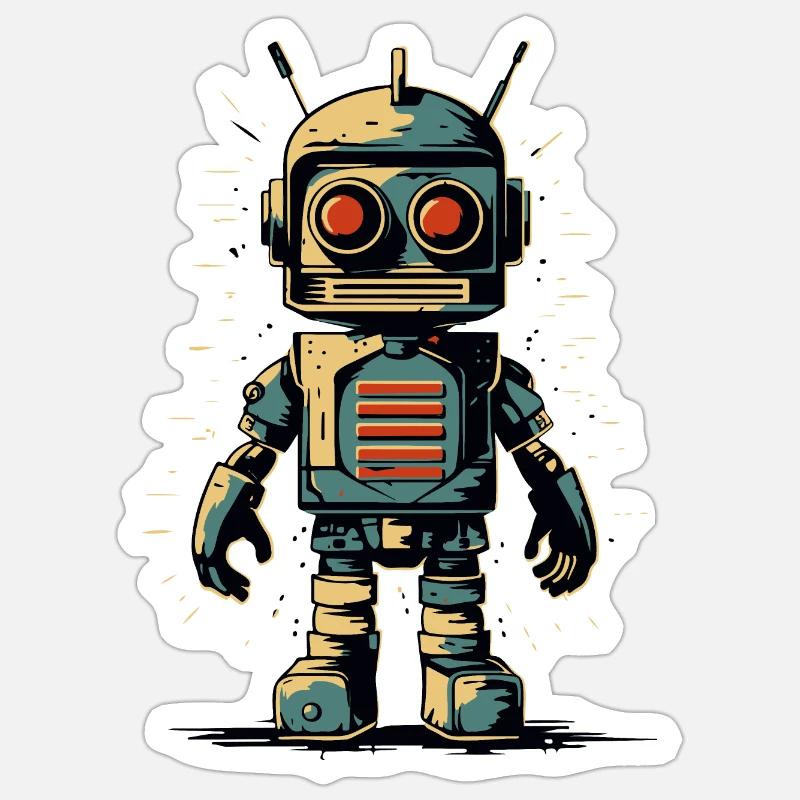 Retro Style Robot - Sticker size S (10 x 10 cm) - white matte