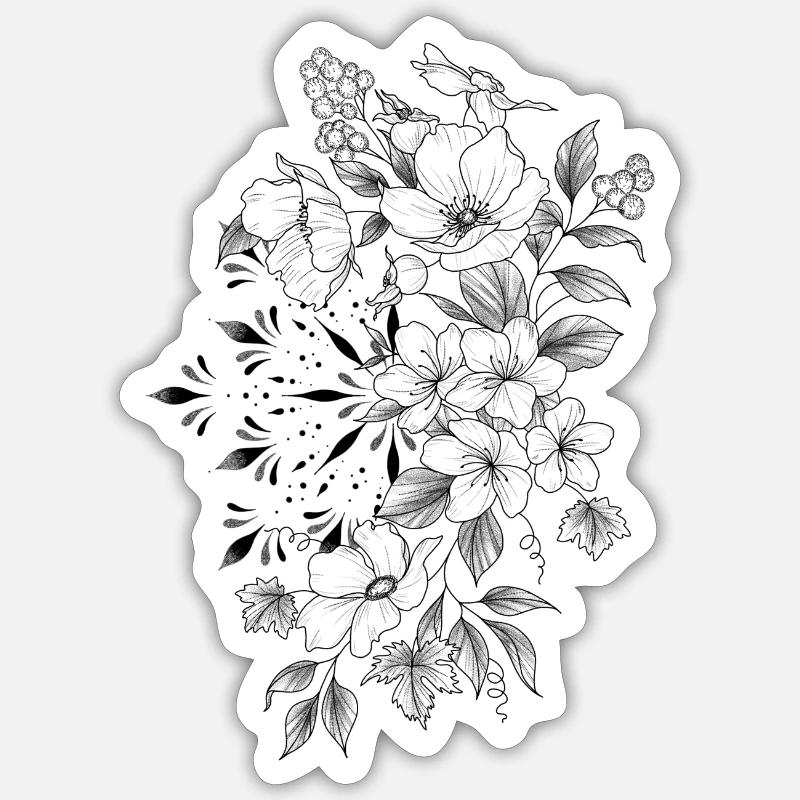 Kirsch-Mandala mit Blumenmuster - Sticker Größe S (10 x 10 cm) - Mattweiß
