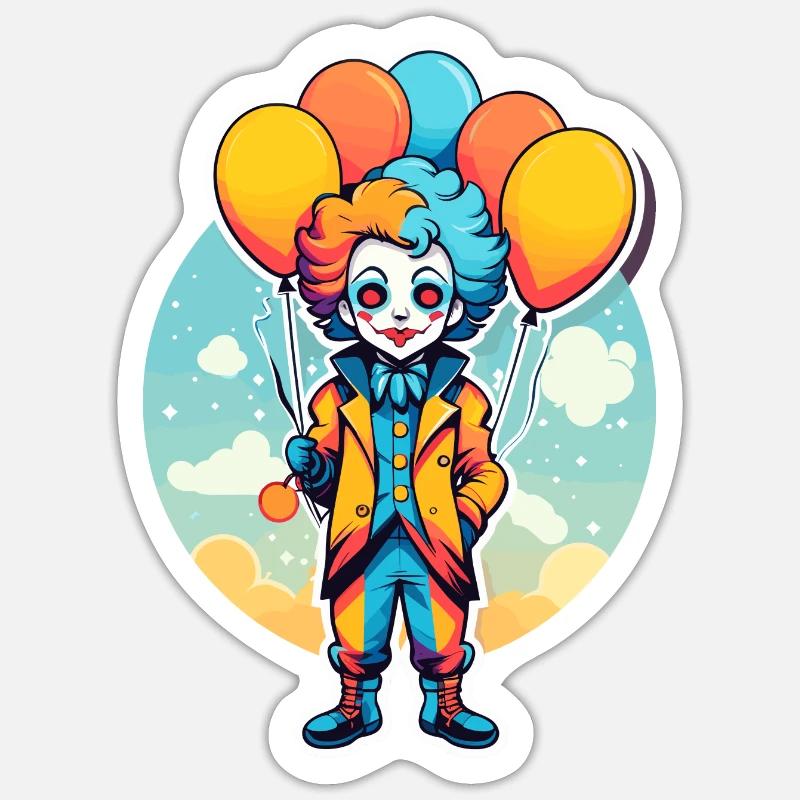 Dessin de clown - Sticker taille S (10 x 10 cm) - blanc mat