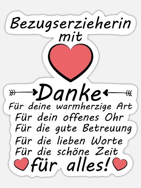 Bezugserzieherin Danke Dankeschön für Alles - Sticker Größe S (10 x 10 cm) - Mattweiß