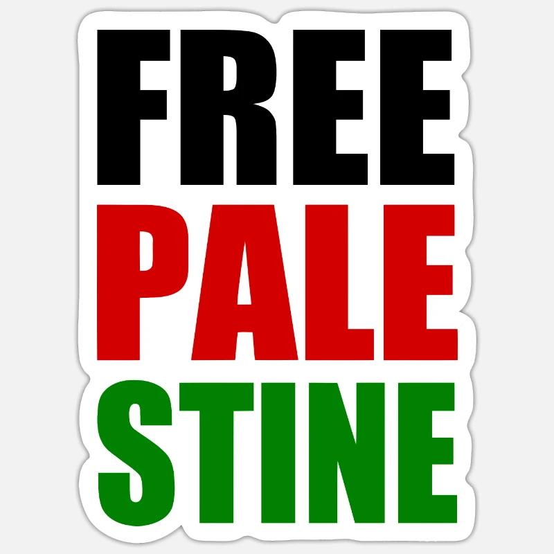 Free palestine - Sticker taille S (10 x 10 cm) - blanc mat