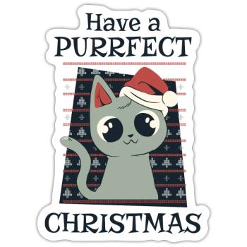 Christmas Cat - Christmas Cat Sweet Xmas Meow - Sticker size S (10 x 10 cm) - white matte - Front