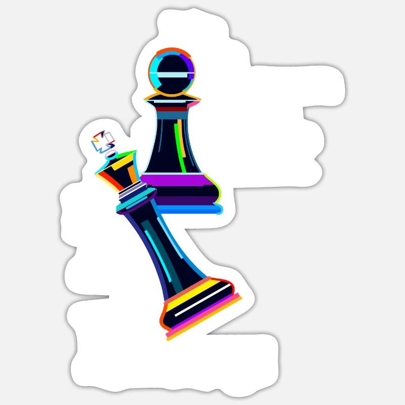 Schach Bauer König - Sticker Größe S (10 x 10 cm) - Mattweiß
