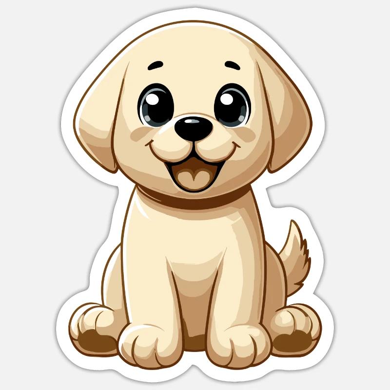 Mignon bébé labrador - Sticker taille S (10 x 10 cm) - blanc mat